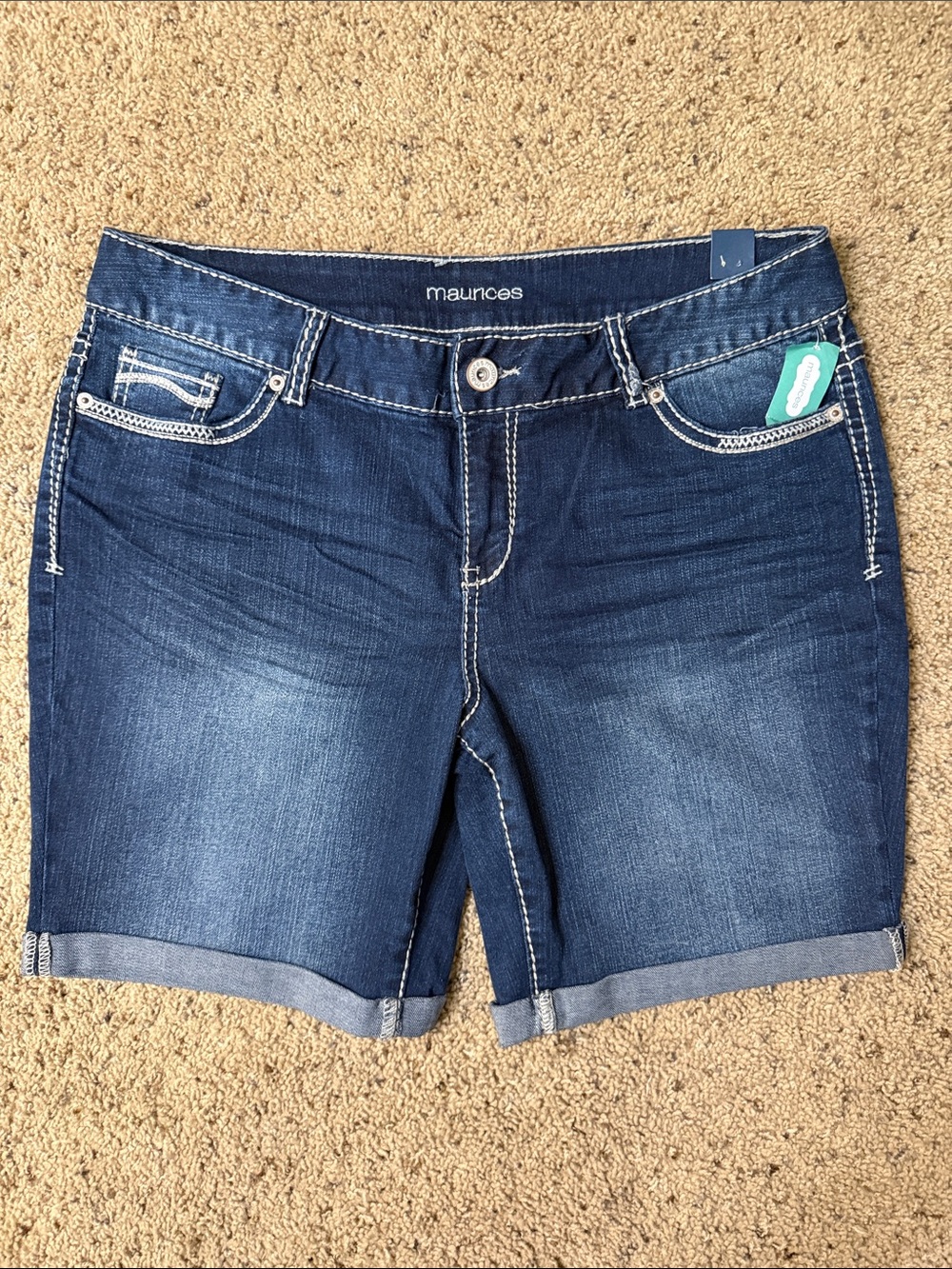 Maurices Dark Indigo Rolled Hem Denim Shorts